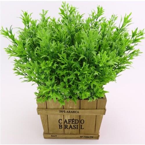 5 Forks Rural Artificial Chrysanthemum Leaves Fresh Green Grass Potted Plant Sets Fake Flowers Bonsai Flowerpot Wedding Decor