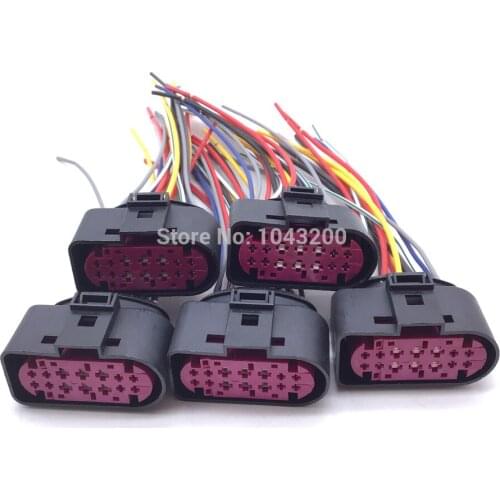5 X For Audi VW Skoda Seat Xenon Headlight 14 pins Plug Connector with wire 1J0973737 / 1J0 973 737