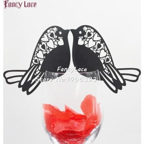 60pcs Birds Laser Name Place Card Wedding Cup Paper Card Table Mark Wine Glass Wedding Favors Party Decoration Wedding Decor