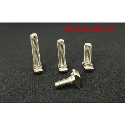 200pcs/lot M6*12 Hammer Head T Bolt Aluminum Connectors T Head Screws 3030 Aluminum Profile Nut