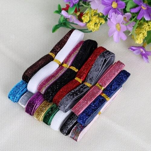 3/8"(10mm) Glitter Velvet Ribbon Multi Color Option Headband Clips Bow Handcrafts Decoration