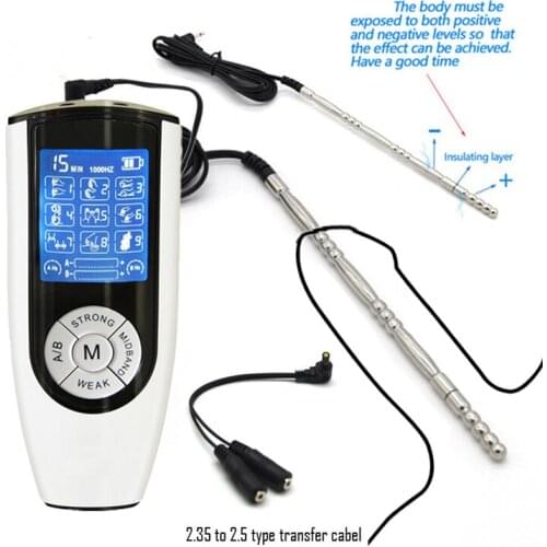 Bipolar Electric Shock Therapy Apparatus Electric Stimulation Penis Plug Metal Urethral Sounding Catheter Male Dilator Sex Toy