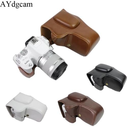 New Pu Leather Camera Video Case Bag Cover For Canon 200D Camera With Strap Black brown coffee white