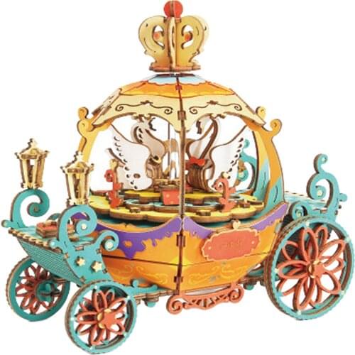 DIY Music Box Building Kits - 3D Wooden Puzzle Best Gift for Adults & Teens - Pumpkin Carriage