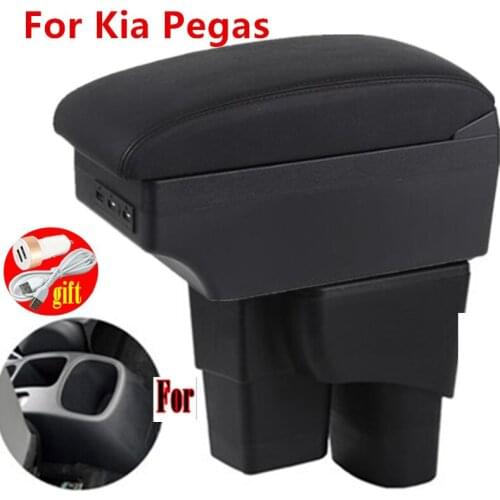 For Kia Pegas 2017 2018 Leather Car Interior Parts Center Console Armrest Box Auto Armrests Storage with USB
