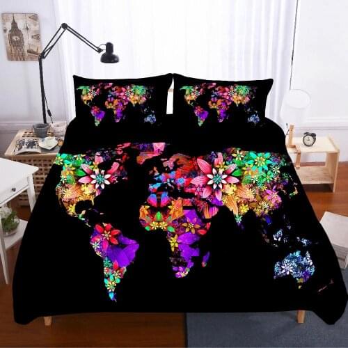 Home Textiles Bed Linen Map Bed De Cama Luxury Gift Sabanas 3d King Size Bedding Set Duvets And Linen Sets Cat Bed Linen Poplin