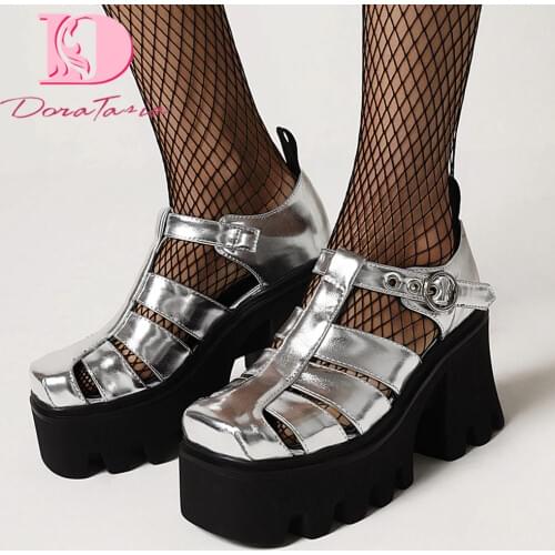 DoraTasia Brand Design Ladies Gladiator Sandals Fashion Chunky High Heels Summer Sandals Women 2021 Party Platform Shoes Woman