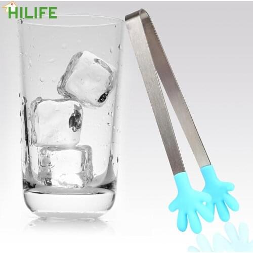 HILIFE Silicone Food Clip Mini Salad Serving BBQ Tongs Hand Shape Kitchen Cooking Tools Stainless Steel Handle Utensil