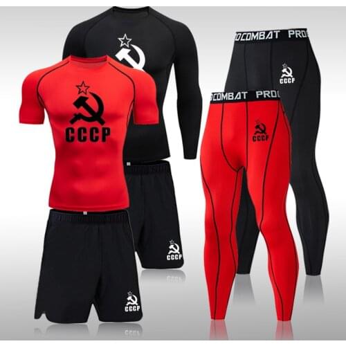 3 Pcs/Sets Fitness Sportswear Mens Stretch Quick Dry Basketball Sports Tights Suit MMA Gym Compression Running Clothes Men