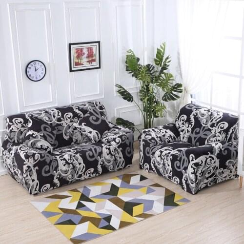 Royal Style Sofa Covers for Living Room Black Couch Cover Home Decor Elastic Sofa Chair All-Inclusive Sofa Slipcovers 2-seater