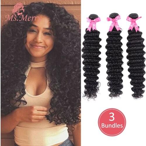 Ms.Merry Hair Bundles Loose Wave/Deep Wave Bundles Hair Weave 1//2/3/ Piece 8-30” Brazilian Virgin Human Hair for Black Women