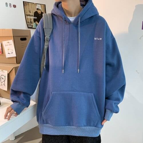 Mens Embroidered Loose Casual Hoodie 2021 Mens Large Korean Harajuku Sweatshirt 5-color Black Large Vintage Hoodie