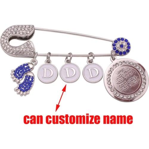 Customize english name muslim quran four Qul suras Allah Baby blue brooch Pin