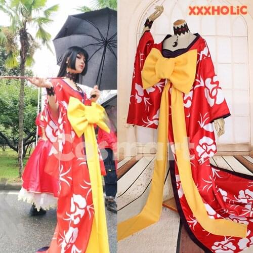 [Customize]Anime XXXHOLiC Figure Ichihara Yuuko Kimono Dress+Necklace+Bra Halloween Carnival Cosplay Costume Party Suit For Wome