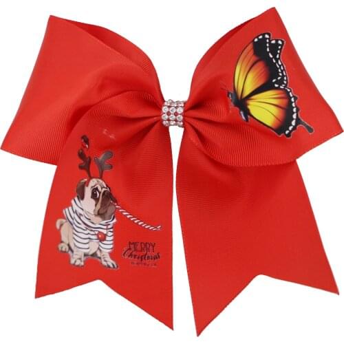 NEW 2PCS/2021 Christmas 7inch Cheer Bows holder for Girls Ribbon Hair Rubber Band Hair Rope Cheerleading Party Kids Headwear