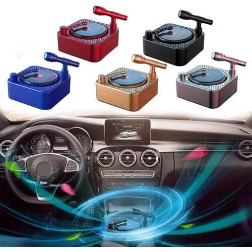 Car Air Freshener Perfume Solar Energy Record Player Aromatherapy Essential Oil Spin Phonograph Auto Smell Diffuser Accessories