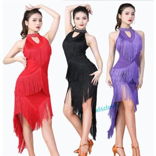 Latin Dance Dress Women Sexy Sequin Fringe Ballroom Dancing Tango Skirt Tassel Competition Salsa Costume Cocktail Dresses