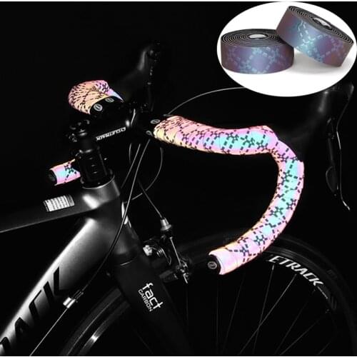Pro Bicycle Handlebar Tapes EVA PU Gradient Road Bike Handle Bar Straps Color Change Reflective Cycling Handle Cork Wrap BC0572