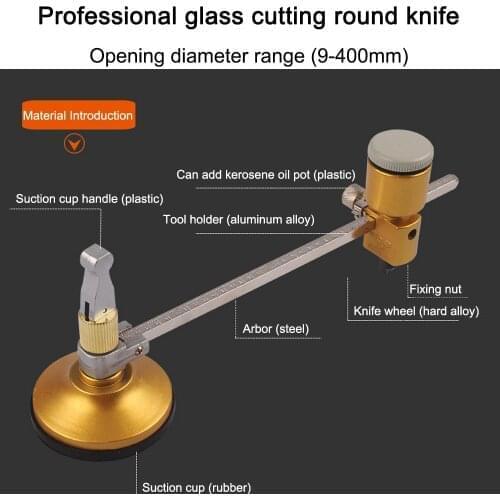 Industry Glass Cutter Roller Type 400mm Circle Diameter Compasses Cutting Glass Hand Operated Tool Multifunction