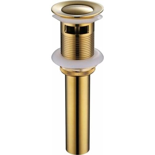Golden Brass Basin Sink Pop Up Drain Bathroom Vessel Sink Waste Drain with Overflow Faucet Water Drain