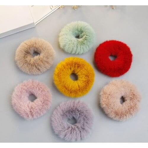 Imitation rabbit Fur Hair Rope Scrunchie Women Girls Elastic Hair Rubber Bands Gum Ponytail Holder Hair Accessories