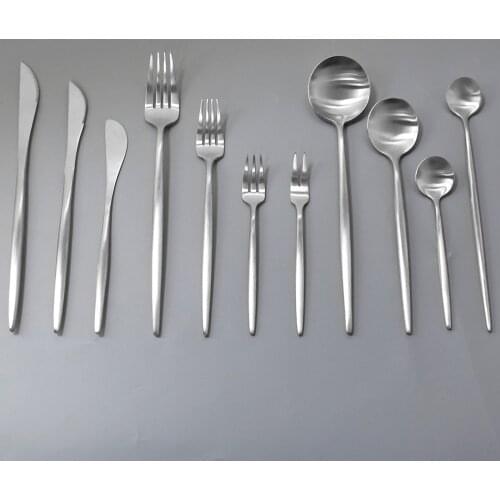 Luxury Silver Dinnerware Set 18/10 Stainless Steel Tableware Set Knife Fork Spoon Kitchen Dinner Cutlery Flatware Set