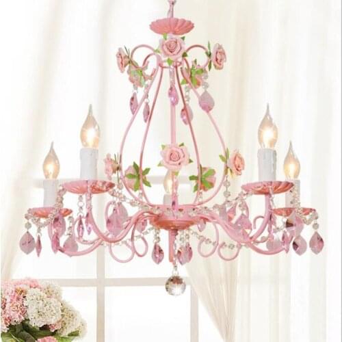 Pink Rose Wedding Chandelier Lighting Restaurant Chandeliers Crystal Lamp Ceiling Bedroom Chandelier Modern Lustre Crystal Light