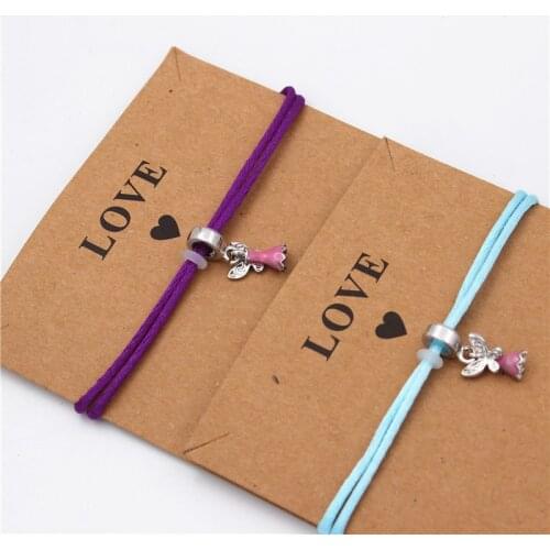 Pink angel with wings butterfly Lucky string bracelet colors string making jewelry for women best friend gift for kids