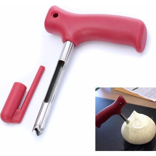 Stainless Steel Coconut Opener Red Handle Coconut Openers Punch Driller Cut Drill Hole Tools Easy Tool 12cm*8.5cm Red