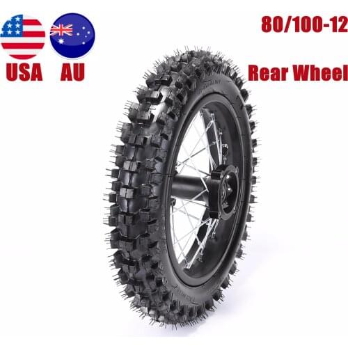 TDPRO Motorcycle Tyre 15mm Axle 80/100-12" Complete Rear Wheel Tire 1.85*12 Rim For 70cc,90cc,125cc,140cc Pit Dirt Monkey Bike
