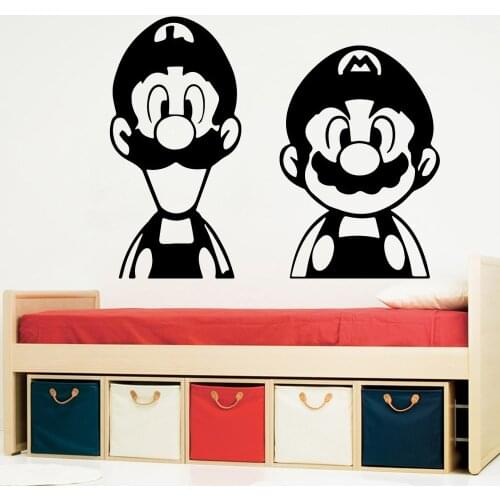 Modern Super Mario Wall Sticker Gamer Pvc Wall Art Wallpaper For Kids Room Decoration Childrens Room Mural Poster