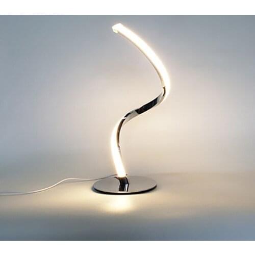 12W Modern LED Spiral Table Lamp Curved Desk Bedside Lamp Touch Dimming Desk Lamp For Living Room Reading Home Decor AC95-260V