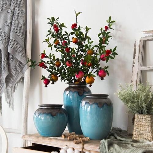 Modern Minimalist Countertop Vase Living Room Floral Arrangement Dried Flower Accessories Retro Home Ceramic Countertop Vase