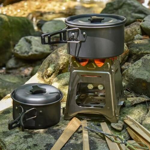 Outdoor Camping Wood Stove Large Size (11cm top) Picnic Firewood Stove Cooker Set