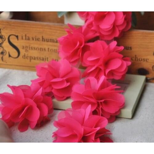 10Pcs Diameter 6.5cm 17 color chiffon stereo lace handmade hair clip flower hair accessories brooch flower decoration AC578