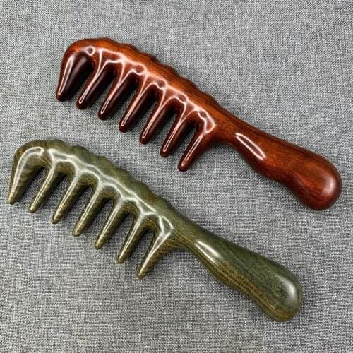 Green Sandalwood Large Meridian Massage Comb Rosewood Comb Head Meridian Comb Wooden