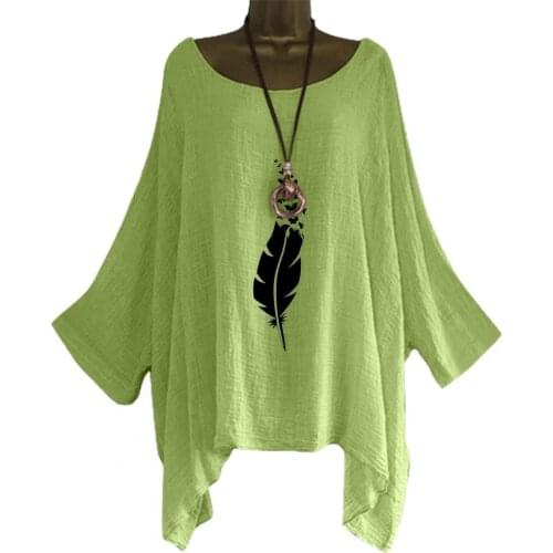 Women Stylish T-shirt Feather Butterflies Print Batwing Sleeve Autumn Solid Color Round Neck All Match Graceful Blouse for Daily