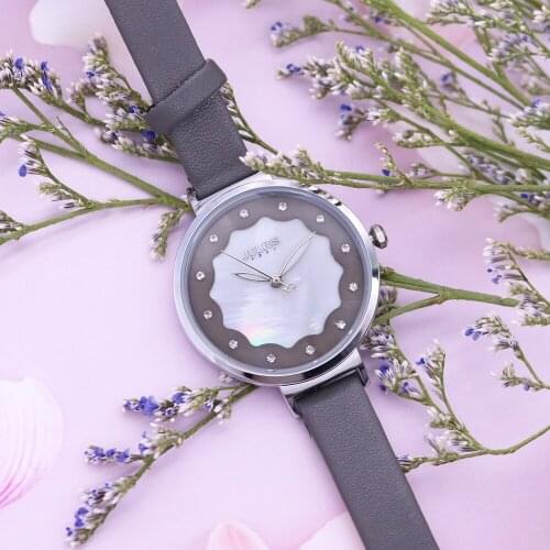 Lady Womens Watch Mother-of-pearl Fine Fashion Cute Style Hours Dress Bracelet Real Leather Girls Birthday Gift Julius Box