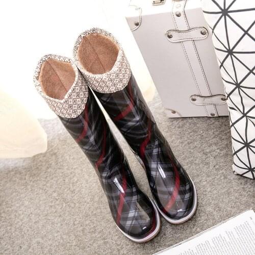 Women High Boots Winter Warm Waterproof Shoes For Rain 2021 New Tall Rain Boots With Sock Women Pvc Boots