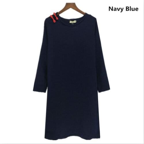 14 candy colors 2020 Women Fashion Autumn Cotton Linen Dress Long sleeve Dresses Casual Loose Vestidos Plus Size S - 5xl 6XL