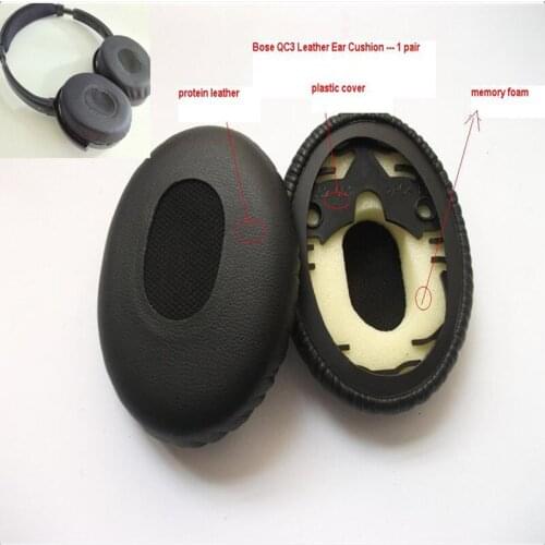 Linhuipad 1 pair Replacement Proteinear Headp Leatherette Ear Cup Ear Pads Cushions For QC3 over head headphone