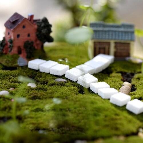 10 Pcs Square Stepping Stone Miniature Stair Figurine Mini Fairy Garden Accessories Micro Landscape Decor Resin Craft