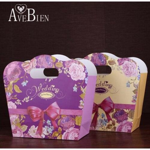 10pcs New Products Flower Bow Wedding Decoration Candy Bag Different Colors Wedding Favors Souvenir Gift Bag to Guests