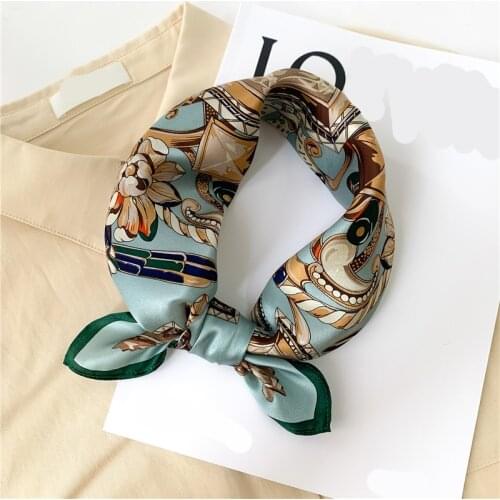 100% Natural Silk Scarf Square Women Neck Hairband Design Printed Foulard Bandana Small Spring Summer Scarves Kerchief