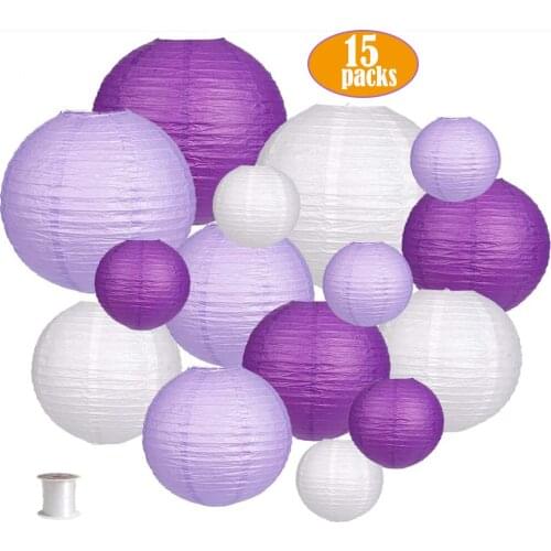15 pcs Purple Set Paper Lantern boule chinoise papier lanterne for Wedding Decor Baby Shower Birthday Party Decoration