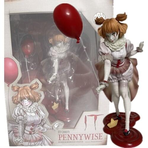 19cm 2017 Movie Figure Pennywise Horror Bishoujo Statue Womens Wear Pennywise PVC Action Figure Collectible Model Toy