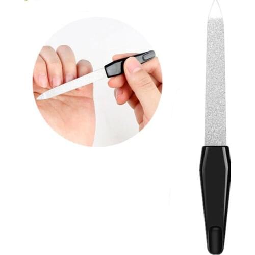 1or 5 Pcs/set Black Handle Metal Double Sided Nail Files Strong Edge Manicure Grooming Beauty Pedicure Foot Care Tools nails