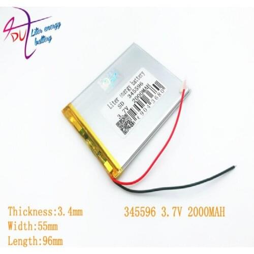 2000MAH 3.7V 345596 PLIB (polymer lithium ion / Li-ion battery ) for Smart watch,GPS,mp3,mp4 7 inch 8 inch ,cell phone,speaker