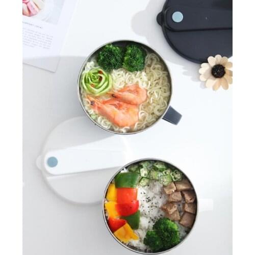 304 stainless steel noodle bowl with lid portable lunch box bowl large size