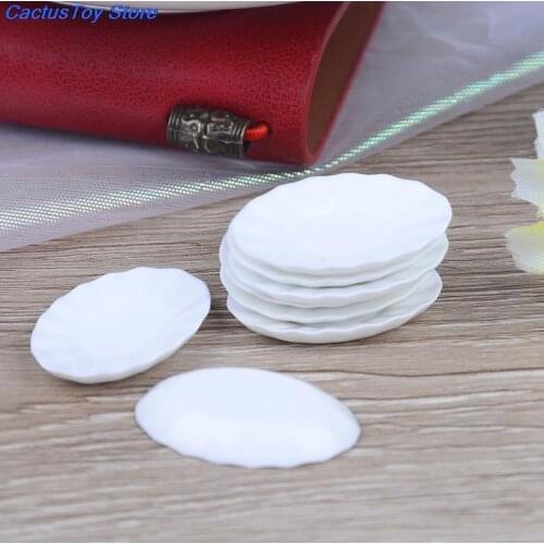 8pcs Durable Mini Resin Food White Dishes Tableware Miniature Doll House Accessories Dollhouse Trays Plates Doll Kitchen Toys